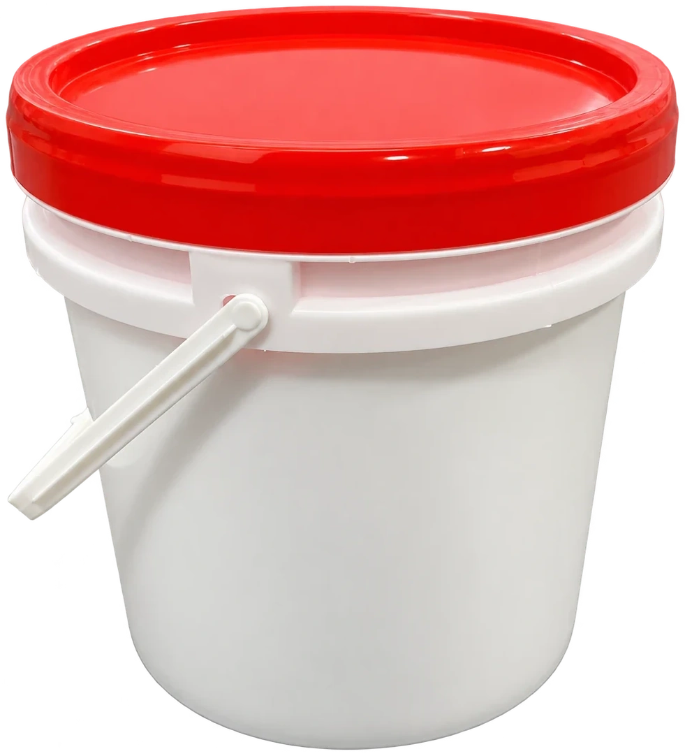 6L white bucket of water-based flooring glue with a red lid