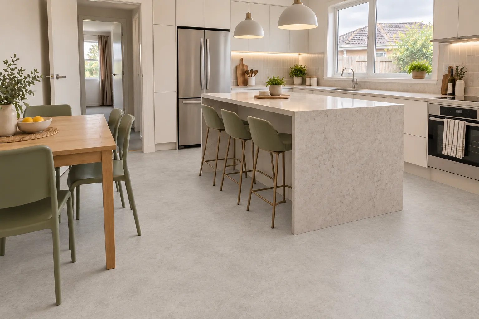 C1 - Light concrete Residential Vinyl in a polished contemporary kitchen